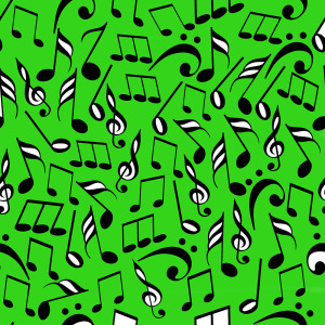 lively green musical notes