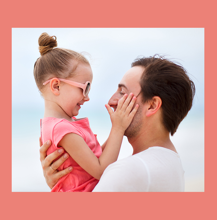 girl and father in closest moment of happiness
